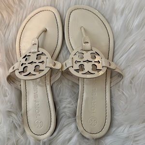 Tory Burch Miller Sandals Size 8 White/Cream Patent